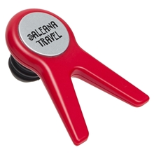 aerial view a red roll - block wine stand stopper, image 1 of 2