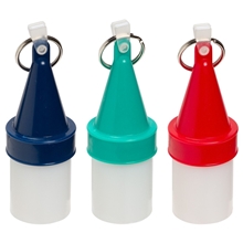 aerial view a group of floating buoy waterproof container with key ring, image 1 of 3