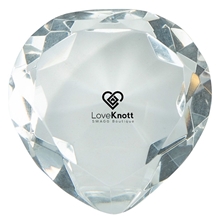 aerial view a clear crystal heart paperweights, image 1 of 3
