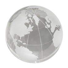 aerial view a clear crystal globe paperweights, image 1 of 4