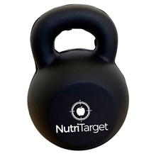 aerial view a black kettle bell stress reliever, image 1 of 7