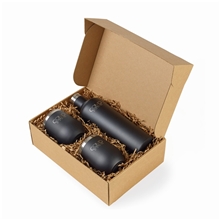 aerial view a matte black corkcicle(r) canteen stemless wine cup gift set, image 1 of 6