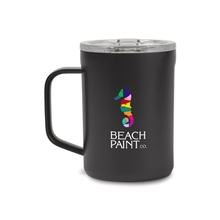 aerial view a matte black corkcicle(r) coffee mug - 16 oz, image 1 of 7