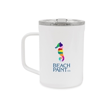 aerial view a gloss white corkcicle(r) coffee mug - 16 oz, image 1 of 7