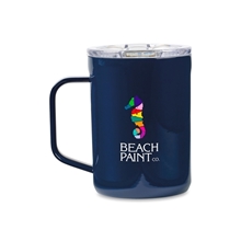 aerial view a gloss navy corkcicle(r) coffee mug - 16 oz, image 1 of 6