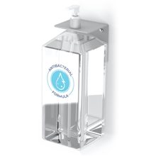 a silver hand sanitizer pump wall mount