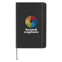aerial view a black carbon fiber journal notebook, image 1 of 2