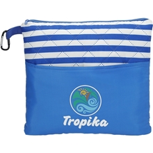 aerial view a royal portable beach mat blanket and pillow, image 1 of 4