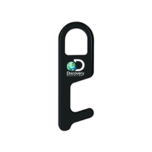 aerial view a black no - touch tool keychain door opener, image 1 of 2