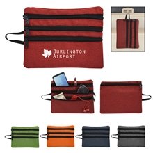 a group of heathered tech accessory travel bag