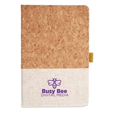 aerial view a natural cork and heathered fabric hardcover journal 5.5 x 8.25, image 1 of 4