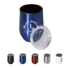 aerial view a group of 12oz budget stemless wine tumbler with lid, image 1 of 2