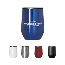 aerial view a group of 12oz budget stemless wine tumbler with lid, image 1 of 2