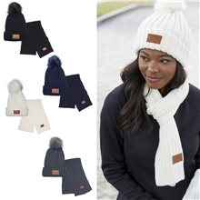 aerial view a group of leeman ribbed knit winter duo, image 1 of 2