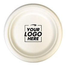 aerial view a white 6.75 compostable plate, image 1 of 2