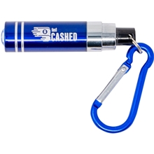 aerial view a royal blue zoomie mini led flashlight, image 1 of 2