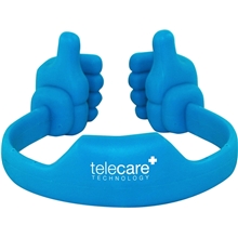 aerial view a blue thumbs up phone tablet holder, image 1 of 2