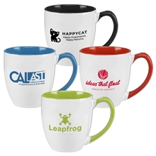 aerial view a group of 16 oz two - tone ceramic bistro mug, image 1 of 2