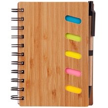 4.75 x 6 Bamboo Notebook with Pen Sticky Notes