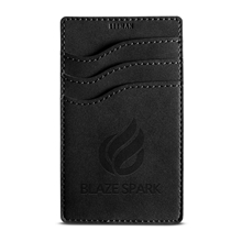 aerial view a black leeman nuba rfid 3 pocket phone wallet, image 1 of 6