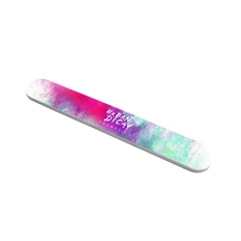 aerial view a custom contoured 5 nail file with pouch, image 1 of 2