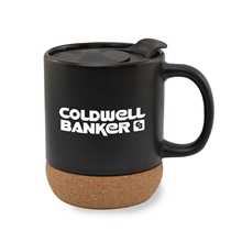 a matte black insulated cork bottom mug