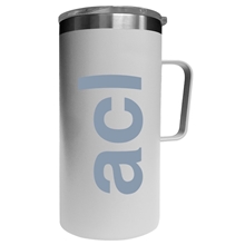aerial view a white 20 oz kaden stainless steel mug, image 1 of 2