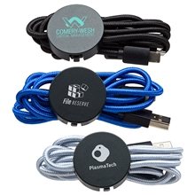 aerial view a group of triplex 3- in -1 light - up charging cable, image 1 of 2