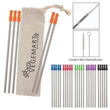 5- Pack Stainless Straw Kit With Cotton Pouch