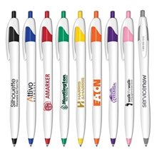 aerial view a group of silhouette retractable ballpoint pens, image 1 of 2