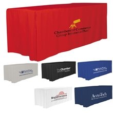 a group of 6 4- sided fitted style table covers table throws - 2 color imprint
