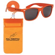 aerial view a group of malibu sunglass and pouch set, image 1 of 7