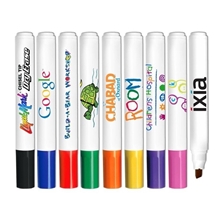 aerial view a group of usa made chisel tip dry erase marker with full color decal, image 1 of 2