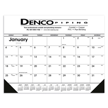 aerial view a group of black white desk pad with vinyl corners calendar, image 1 of 4