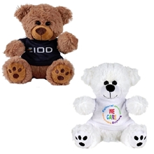 aerial view a group of 8 plush bear / stuffed animal with shirt, image 1 of 28