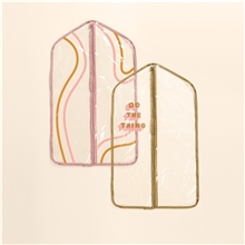 aerial view a group of sugar britches toddler garment bag - clear vinyl, image 1 of 3