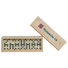 a group of promotional custom small dominos set in box