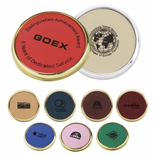 a group of elegant laser - etched leather coaster