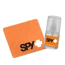 aerial view a group of 1 oz glass / lens cleaner + 4 sublimated lens cloth, image 1 of 2