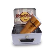 aerial view a group of retro lunchbox + 20 oz economy stainless steel tumbler in vacuum formed insert, image 1 of 18