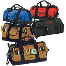 a group of heavy duty tool bag