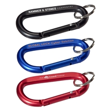 aerial view a group of aluminum carabiner with key ring, image 1 of 2
