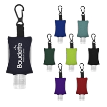 a group of .5 oz hand sanitizer with eva protector case and clip