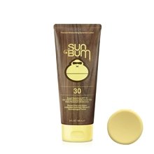 aerial view a brown with yellow sun bum(r) 3 oz spf 30 sunscreen lotion, image 1 of 3