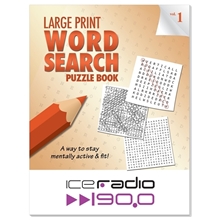 aerial view a white puzzle book large print word search, image 1 of 2