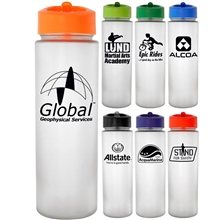 aerial view a group of pop up 22 oz frosted glass grip bottle, image 1 of 2