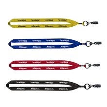 a group of 3/4 polyester lanyard with metal crimp bulldog clip