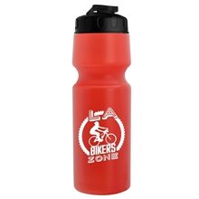aerial view a black lid & translucent red bottle tour bike bottle with flip - top lid - 24 oz, image 1 of 2