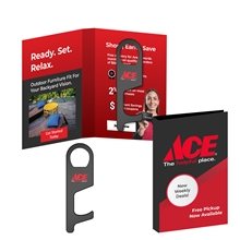 a group of antimicrobial plastic touch less key tool with booklet