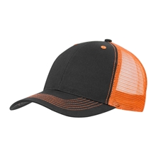 a black/blaze color accent mesh snapback cap
